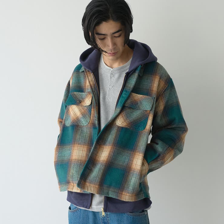 KELLY | 【WEB限定】POLO BCS 起毛シャギーチェックCPOシャツ（KELLY） | coen【men】