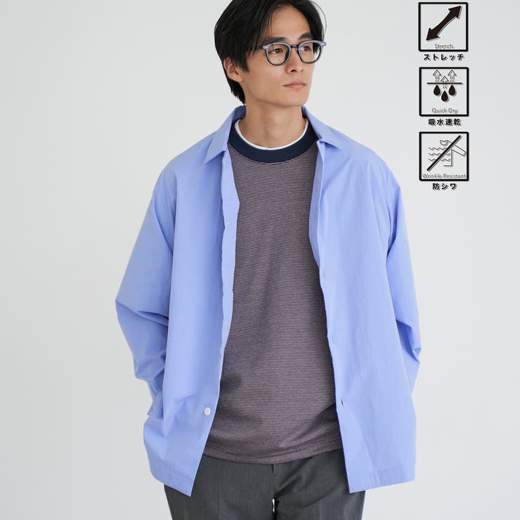 楽はおりシャツ【ストレッチ、吸水速乾、防シワ】 | coen【men】 | 詳細画像1 