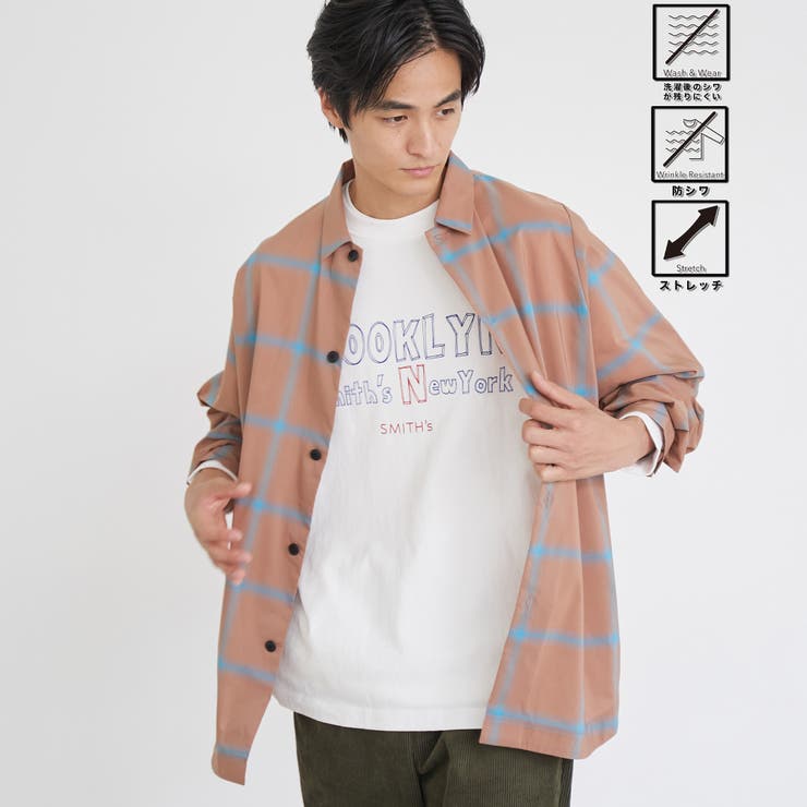 楽はおり柄アソートシャツ【ストレッチ、防シワ】 | coen【men】 | 詳細画像1 