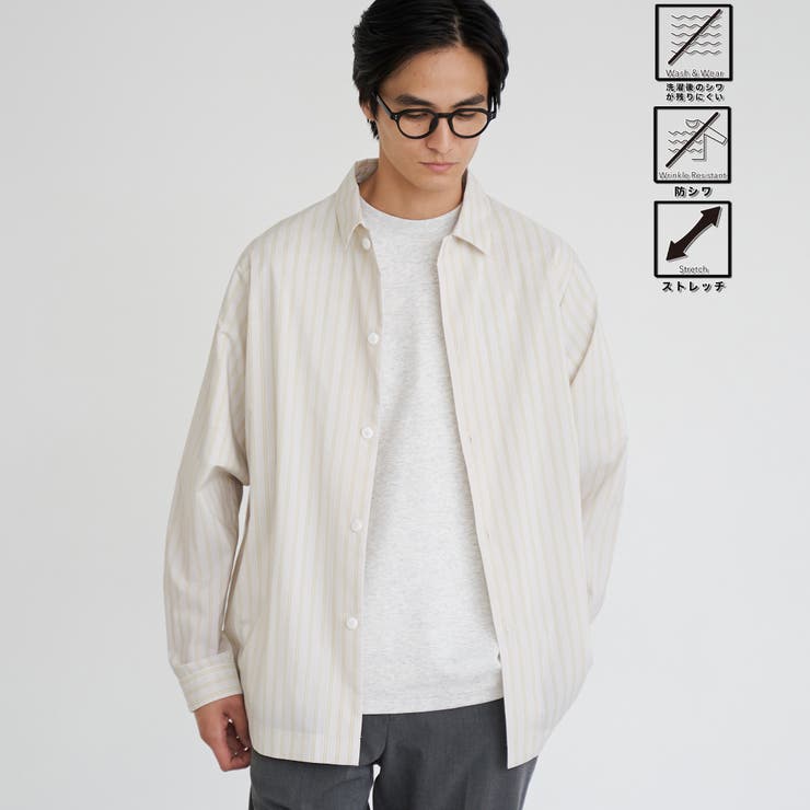 LT.GRAY | 楽はおり柄アソートシャツ【ストレッチ、防シワ】 | coen【men】