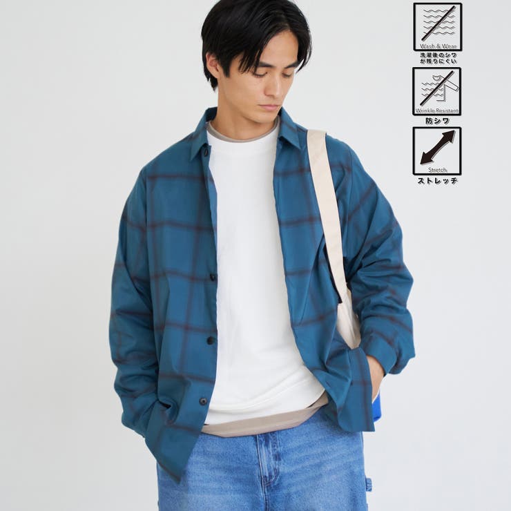 NAVY | 楽はおり柄アソートシャツ【ストレッチ、防シワ】 | coen【men】