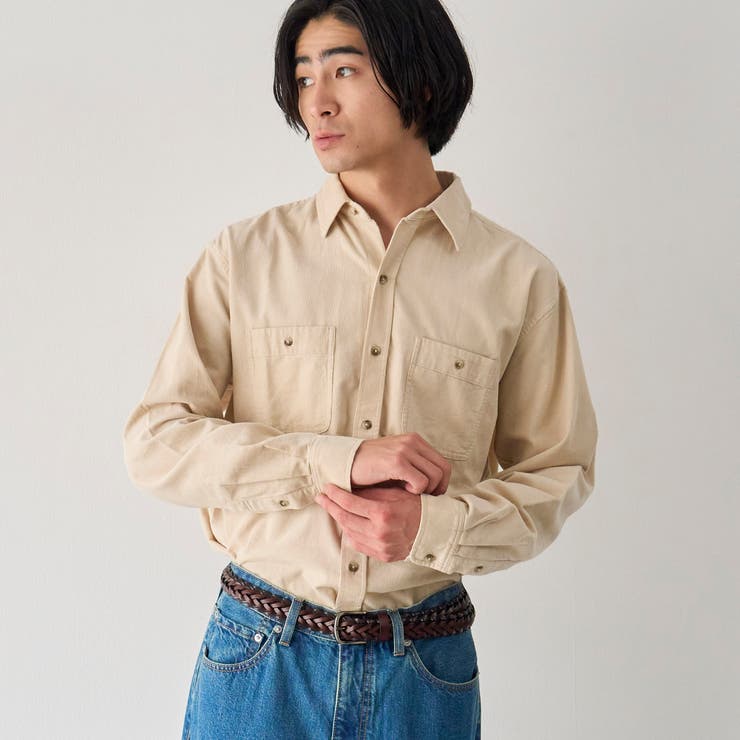 NATURAL | コーデュロイレギュラーカラーシャツ | coen【men】