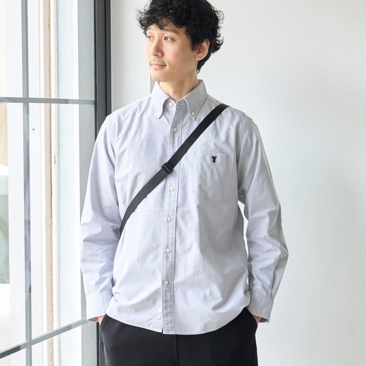 DK.GRAY | ベア刺繍 ベーシックハイカウントオックスフォード ボタンダウンシャツ | coen【men】