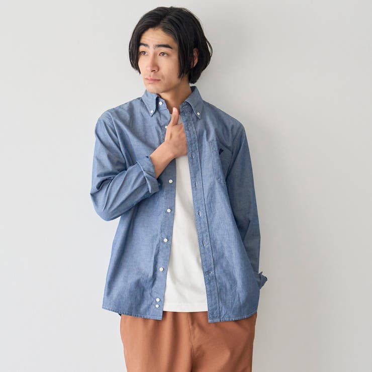 ワンポイントベア刺繍 ボタンダウンシャンブレーシャツ | coen【men】 | 詳細画像5 