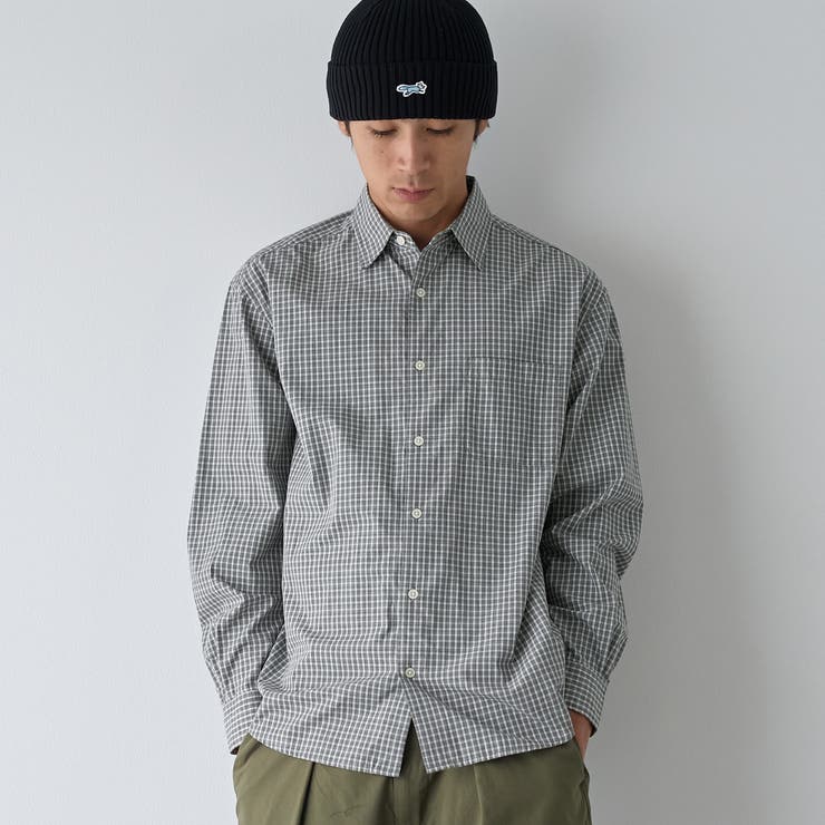 DK.GRAY | 小柄チェックコットン長袖シャツ | coen【men】