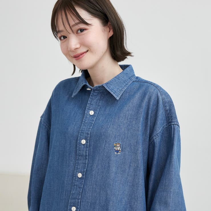 ワンポイントベア刺繍デニムシャツ[品番：COEW0006757]｜coen【men