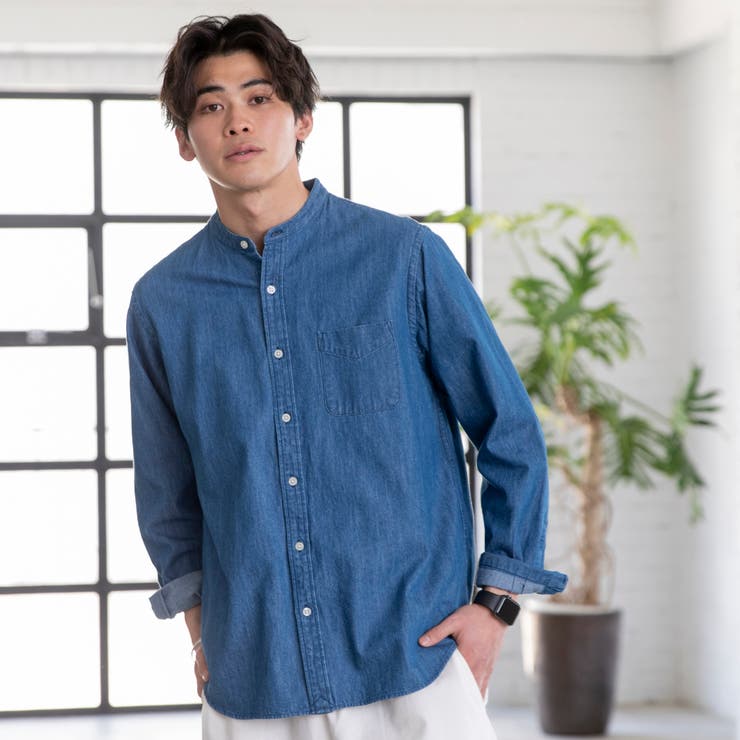 テキサスコットンデニムバンドカラーシャツ 品番 Coew Coen Men コーエン のメンズ ファッション通販 Shoplist ショップリスト