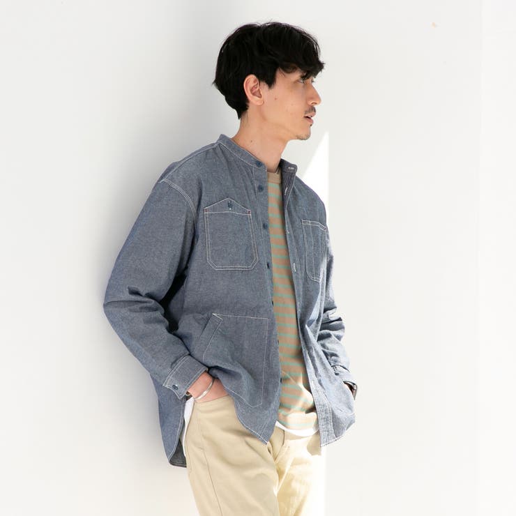 バンドカラーワークシャツジャケット[品番：COEW0001258]｜coen  OUTLET（コーエンアウトレット）のメンズファッション通販｜SHOPLIST（ショップリスト）