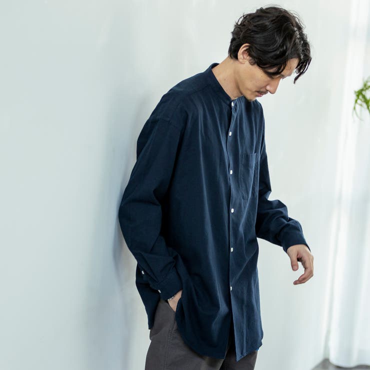 ネル起毛バンドカラー長袖シャツ[品番：COEW0002315]｜coen OUTLET