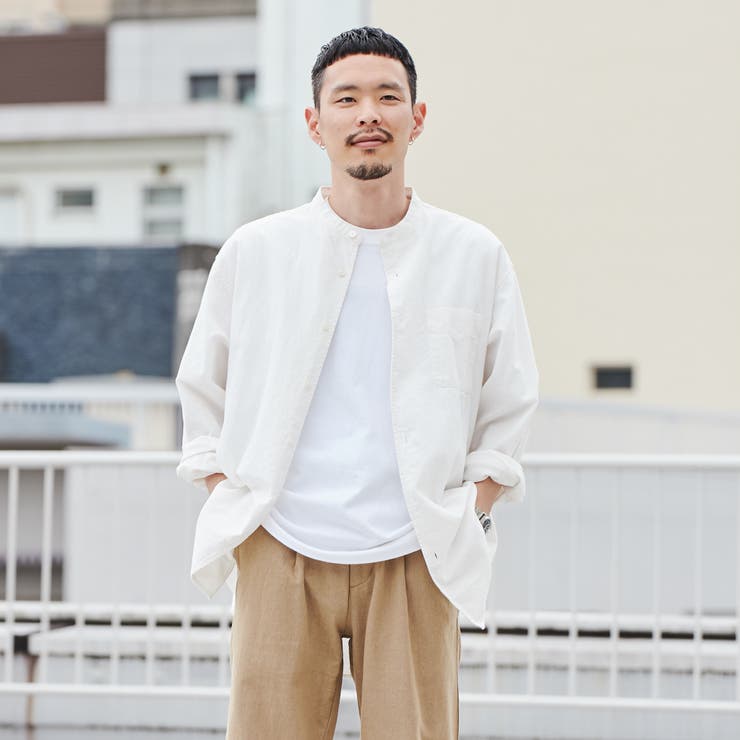 リネンミックスバンドカラーシャツ[品番：COEW0004270]｜coen【men