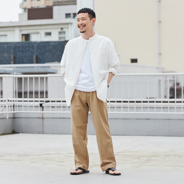 リネンミックスバンドカラーシャツ[品番：COEW0004270]｜coen
