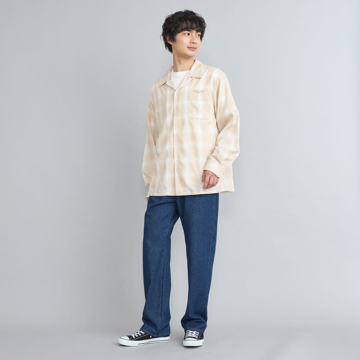 【公式】coen【men】 TOWNCRAFT(タウンクラフト)別注オンブレチェックオープンカラーシャツ 通販 服 Navy SHOPLIST/ショップリスト