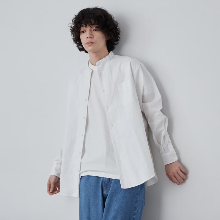 リネンミックスバンドカラーシャツ[品番：COEW0005582]｜coen【men