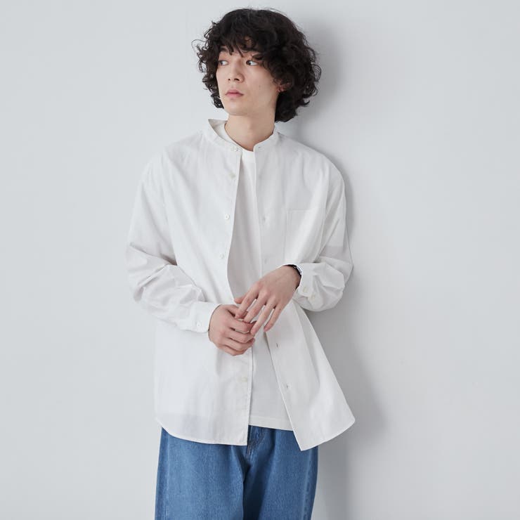 リネンミックスバンドカラーシャツ[品番：COEW0005582]｜coen【men