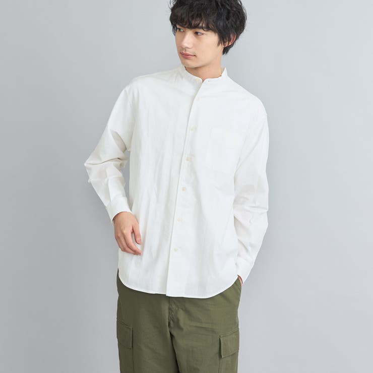 リネンミックスバンドカラーシャツ[品番：COEW0005582]｜coen【men