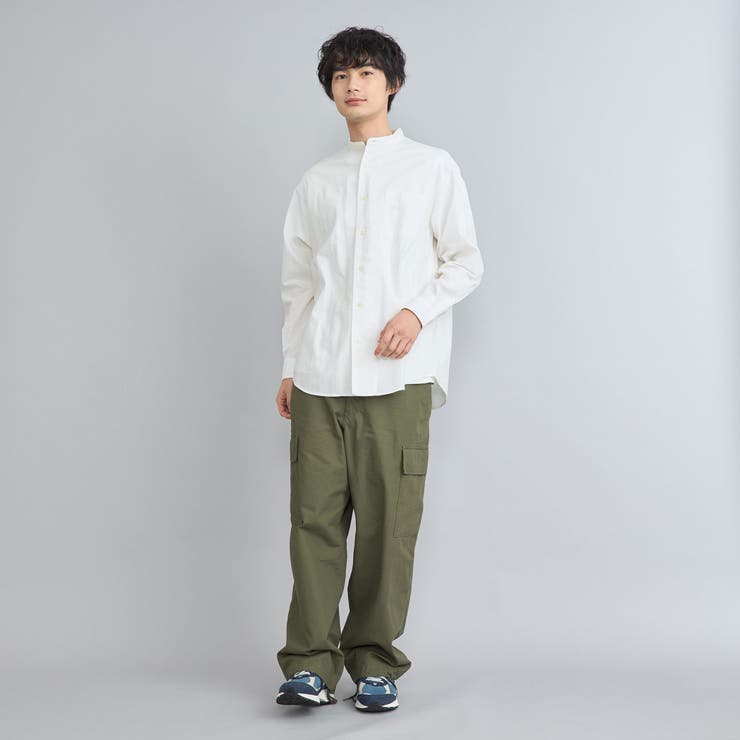 ◎売約済◎MHL　バンドカラー　コットンリネン　シャツ【Ⅰ】 リネンミックスバンドカラーシャツ[品番：COEW0005582]｜coen【men