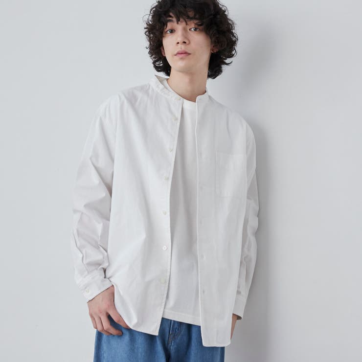 リネンミックスバンドカラーシャツ[品番：COEW0005582]｜coen【men