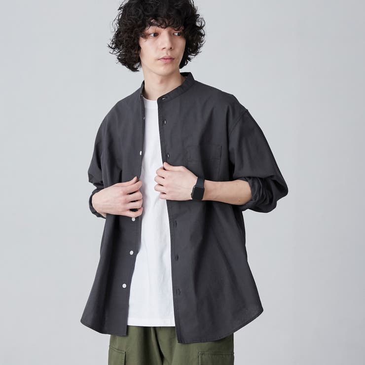 ◎売約済◎MHL　バンドカラー　コットンリネン　シャツ【Ⅰ】 リネンミックスバンドカラーシャツ[品番：COEW0005582]｜coen【men