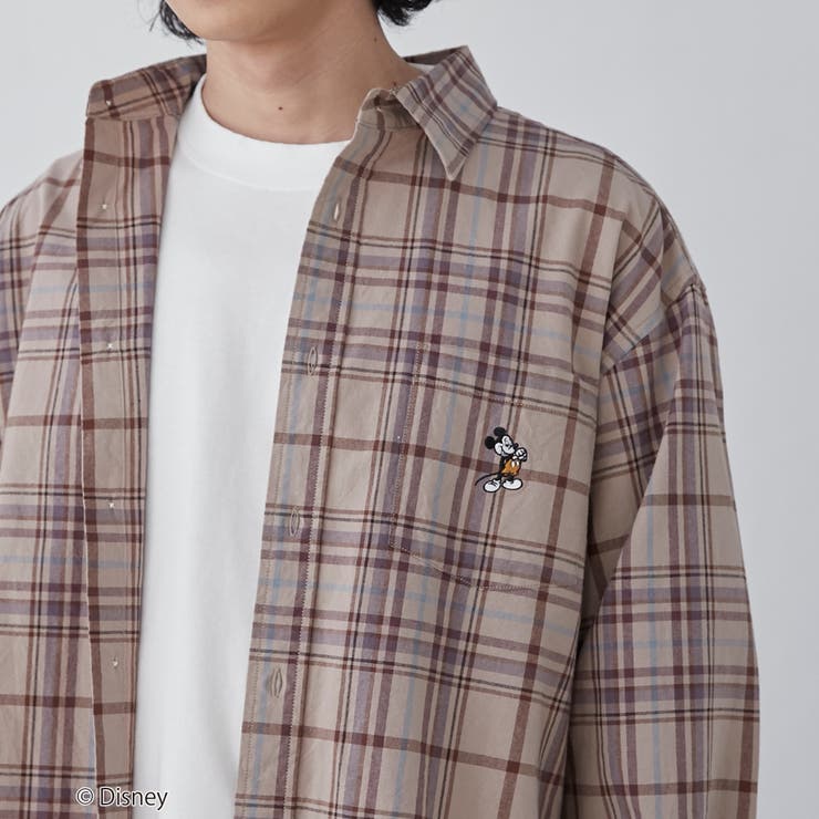 coen限定／Disney（ディズニー）チェックシャツ[品番：COEW0006054