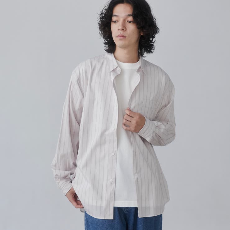 ストライプレギュラーカラーブロードシャツ[品番：COEW0006138]｜coen