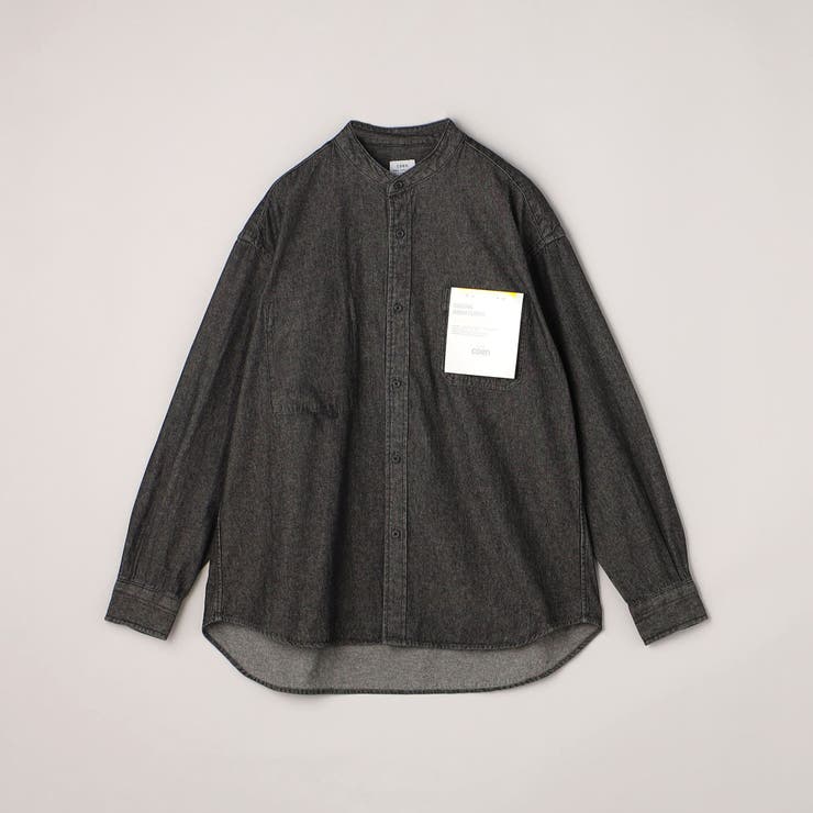 ウティ OUTIL バンドカラーデニムシャツ 黒 ブラック グレー 綿100% OUTIL ウティ｜chemisier sapois バンドカラーシャツ charcoal