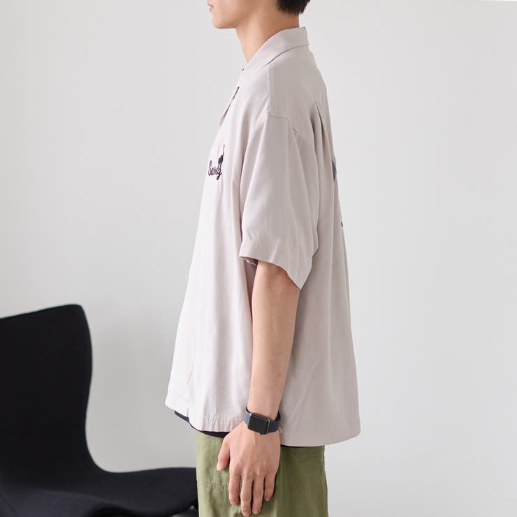 Sarry Cat刺繍レーヨンシャツ（ナチュラル） | coen【men】 | 詳細画像10 
