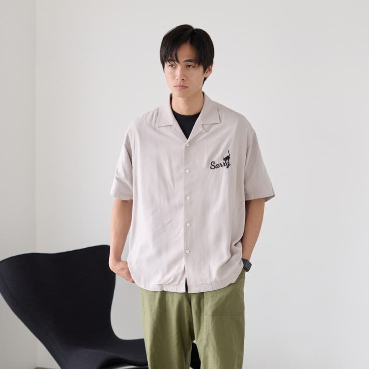 Sarry Cat刺繍レーヨンシャツ（ナチュラル） | coen【men】 | 詳細画像4 