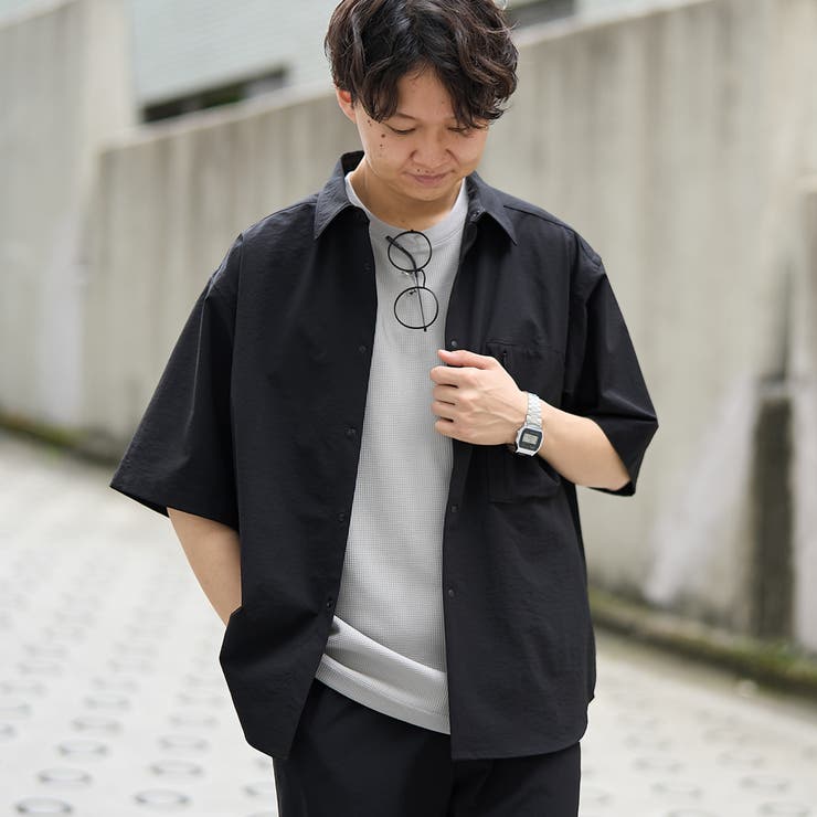 BLACK | ＜父の日ギフトにもおすすめ＞【ストレッチ、吸水速乾、通気性、防シワ、UVカット】… | coen【men】