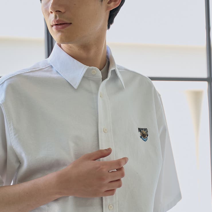 WHITE | ＜父の日ギフトにもおすすめ＞アニマル刺繍オックス半袖シャツ | coen【men】