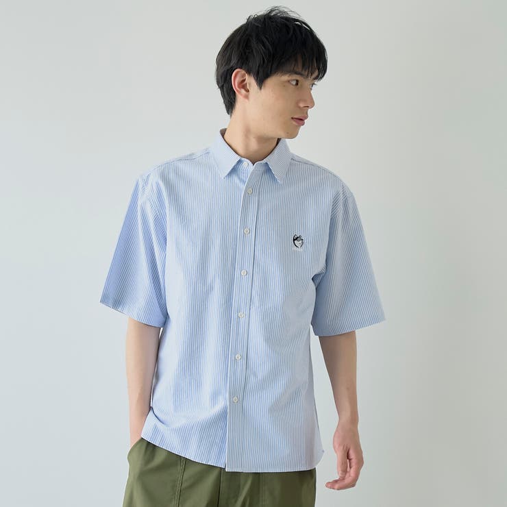 〈父の日ギフトにもおすすめ〉アニマル刺繍オックスストライプシャツ | coen【men】 | 詳細画像9 