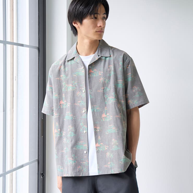 BLACK | ヴィンテージライク総柄半袖シャツ | coen【men】