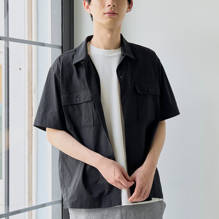 BLACK | 【2WAYストレッチ・接触冷感・UVカット】マルチファンクション半袖シャツ | coen【men】