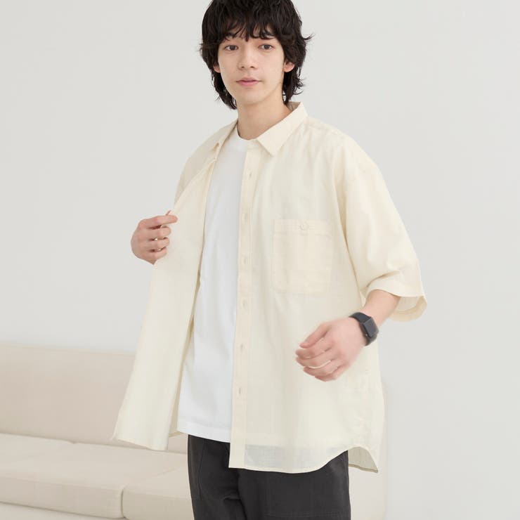 OFF WHITE | リネンコットンショートスリーブシャツ | coen【men】
