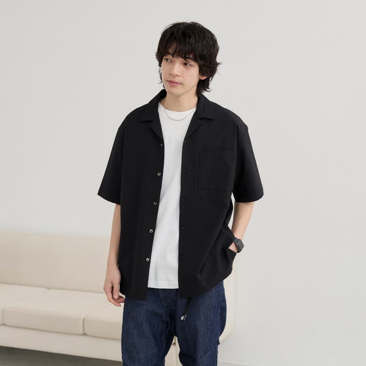 エンボス加工ビンテージライクオープンカラーシャツ ー吸水速乾ー | coen【men】 | 詳細画像14 