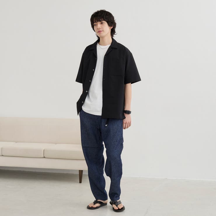 エンボス加工ビンテージライクオープンカラーシャツ ー吸水速乾ー | coen【men】 | 詳細画像15 