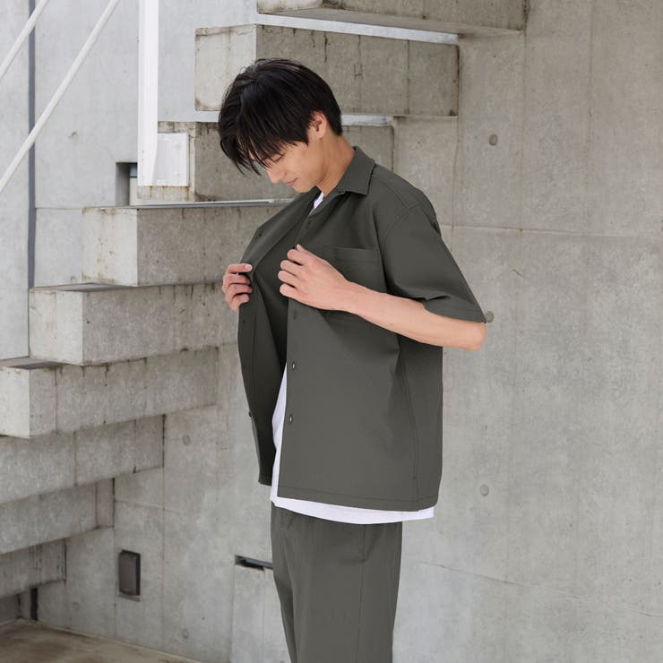 エンボス加工ビンテージライクオープンカラーシャツ ー吸水速乾ー | coen【men】 | 詳細画像3 