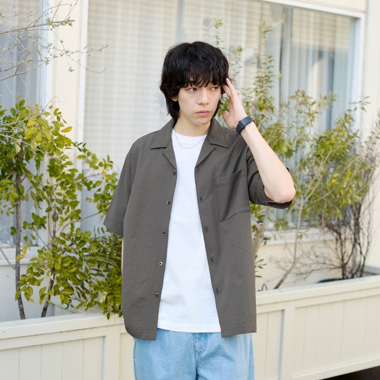 エンボス加工ビンテージライクオープンカラーシャツ ー吸水速乾ー | coen【men】 | 詳細画像8 