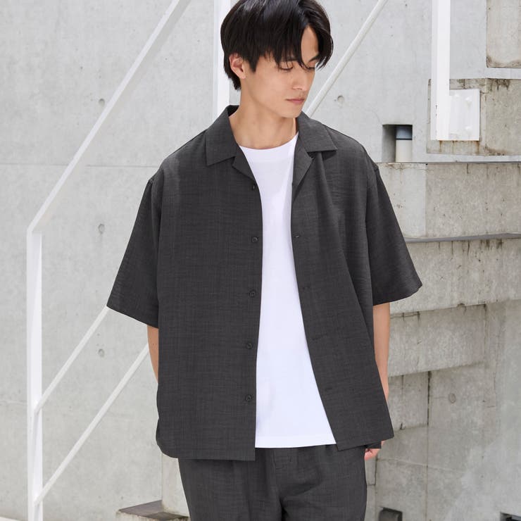 DK.GRAY | リネンライクオープンカラーシャツ | coen【men】