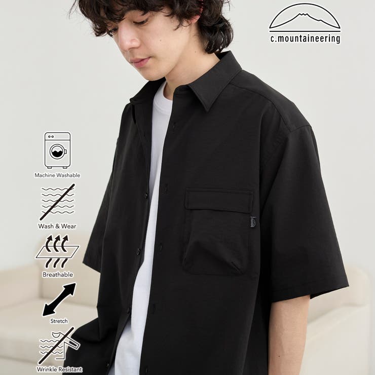 BLACK | 【C.Mt】AIRCOメッシュストレッチシャツ 通気性/防しわ機能付き | coen【men】