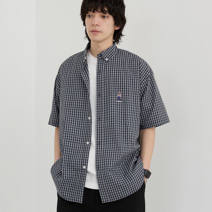 Teddy Bear(テディベア）別注ハーフスリーブボタンダウンシャツ（ネイビー… | coen【men】 | 詳細画像3 