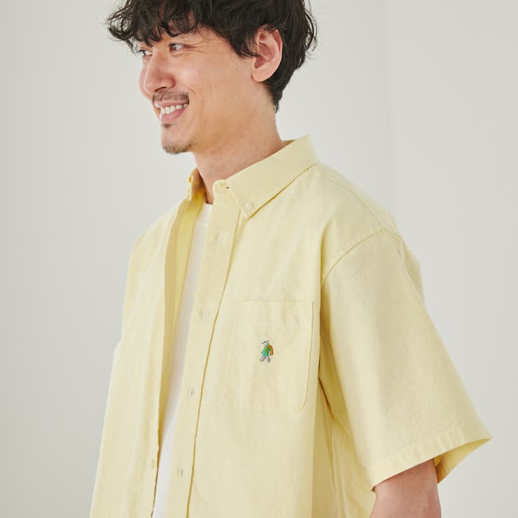 ワンポイントベア刺繍オックスショートスリーブシャツ（WEB限定カラー