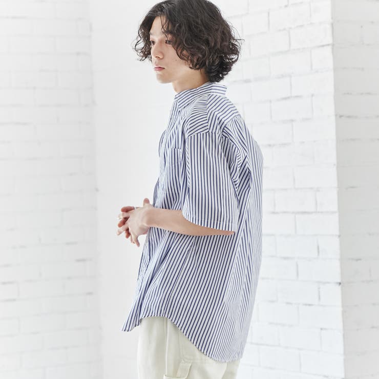 ブロードストライプレギュラーカラーショートスリーブシャツ | coen【men】 | 詳細画像16 