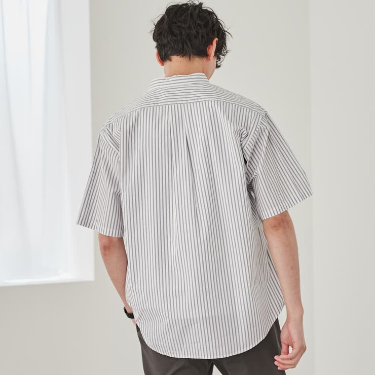 ブロードストライプレギュラーカラーショートスリーブシャツ | coen【men】 | 詳細画像4 