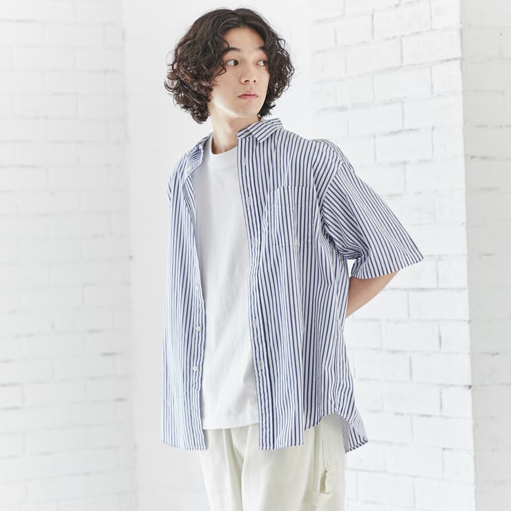 ブロードストライプレギュラーカラーショートスリーブシャツ | coen【men】 | 詳細画像8 