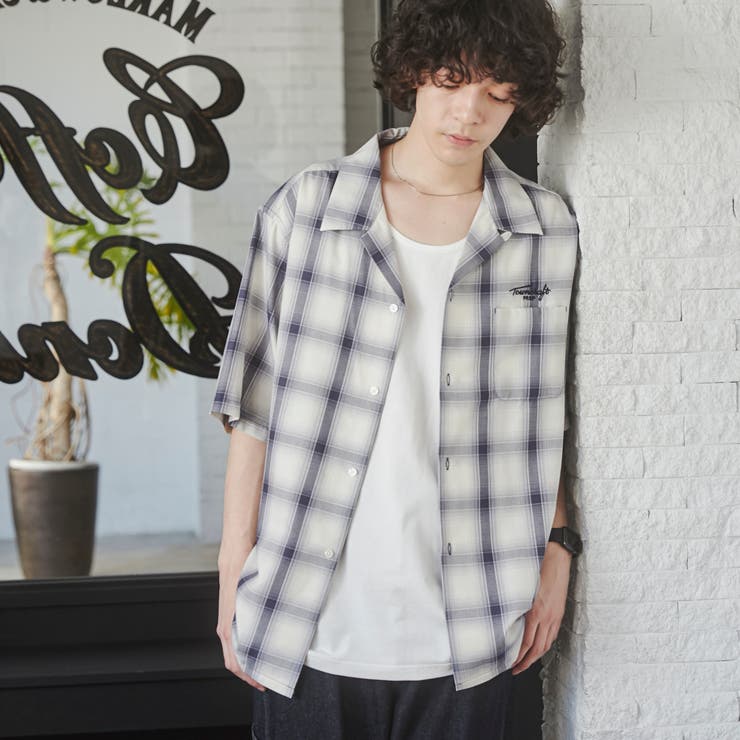 NAVY | TOWNCRAFT（タウンクラフト）別注オンブレチェックショートスリーブシャツ | coen【men】