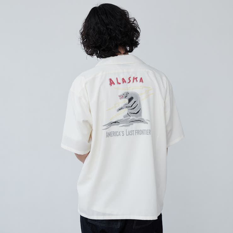 ໒꒱ / 即購入可 出品 刺繍ハッポウプリントオープンカラーシャツ[品番：COEW0005876