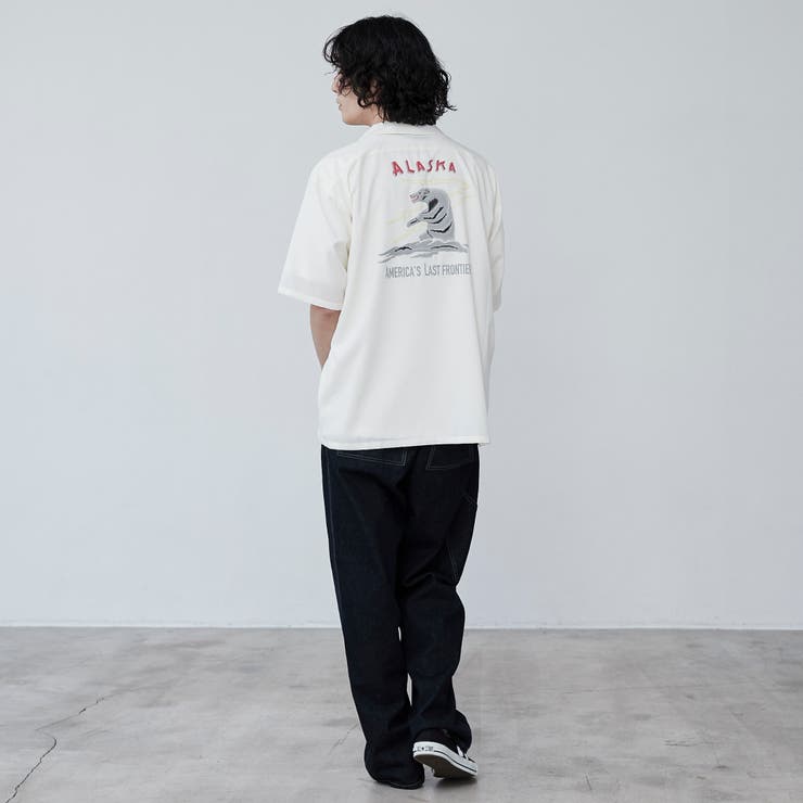 ໒꒱ / 即購入可 出品 刺繍ハッポウプリントオープンカラーシャツ[品番：COEW0005876