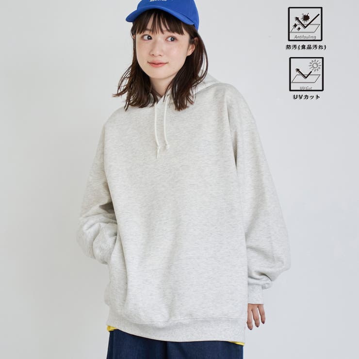 LT.GRAY | クリーンプラススウェットプルオーバーパーカー【防汚（食品汚れ）、UVカット】 | coen【men】