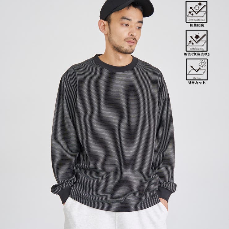 BLACK | クリーンプラス ボーダーロングスリーブTシャツ | coen【men】