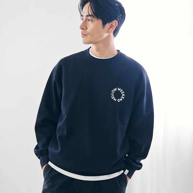 BLACK | クリーンプラスロゴクルースウェット【防汚（食品汚れ）、UVカット】 | coen【men】